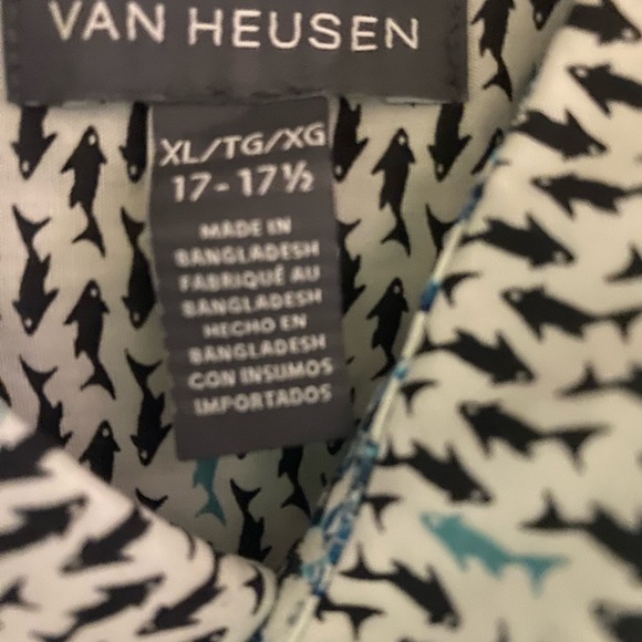 Mens Van Heusen size 17 1/2 shirt no tuck fish - Picture 3 of 5